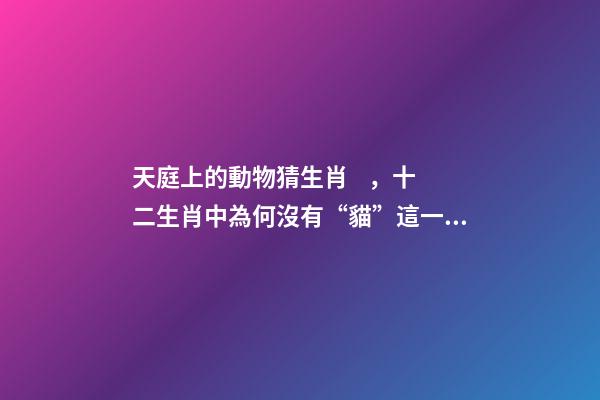 天庭上的動物猜生肖，十二生肖中為何沒有“貓”這一屬相